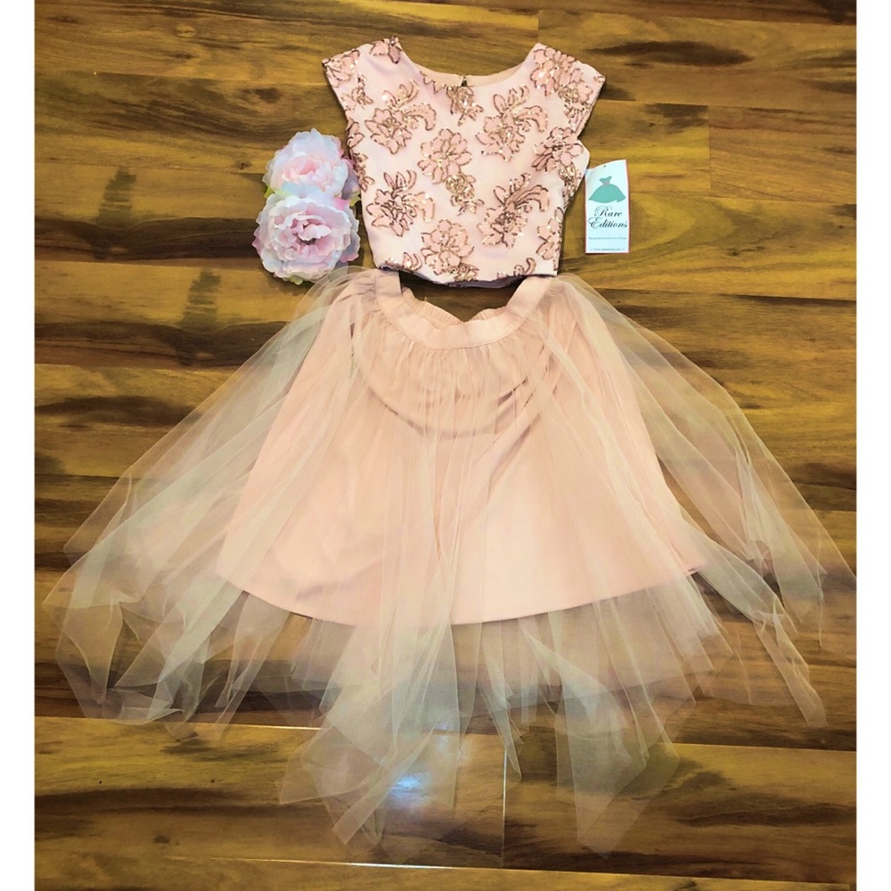 NWT Girls Sequins Crop Top and tool Skirt Sz 14